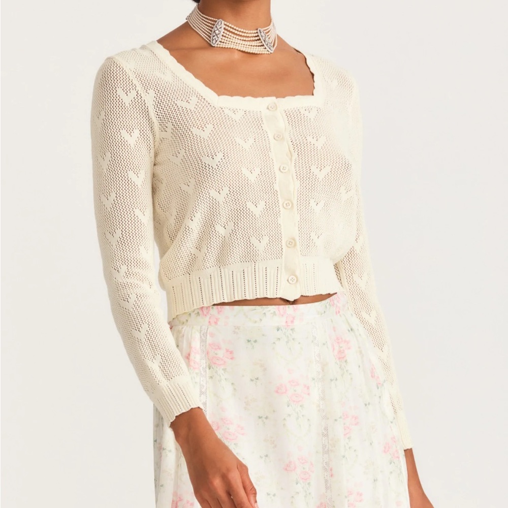 LoveShackFancy ♡ Heart Crop Cardigan - Picture 4 of 12